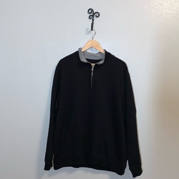 St. John’s Bay Men’s Quarter-zip Sweatshirt, black, size XXL - Picture 1 of 13